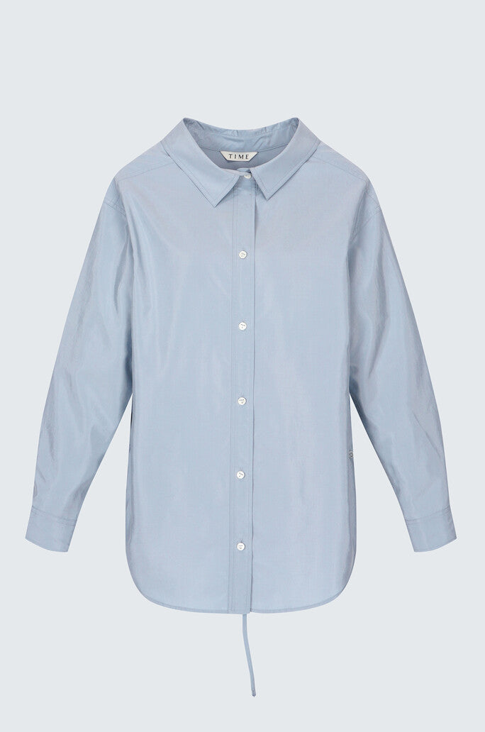Silk Blend Strap Box Pleats Shirt