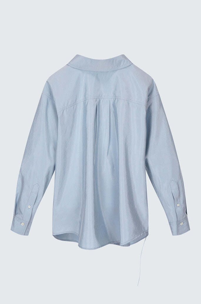 Silk Blend Strap Box Pleats Shirt