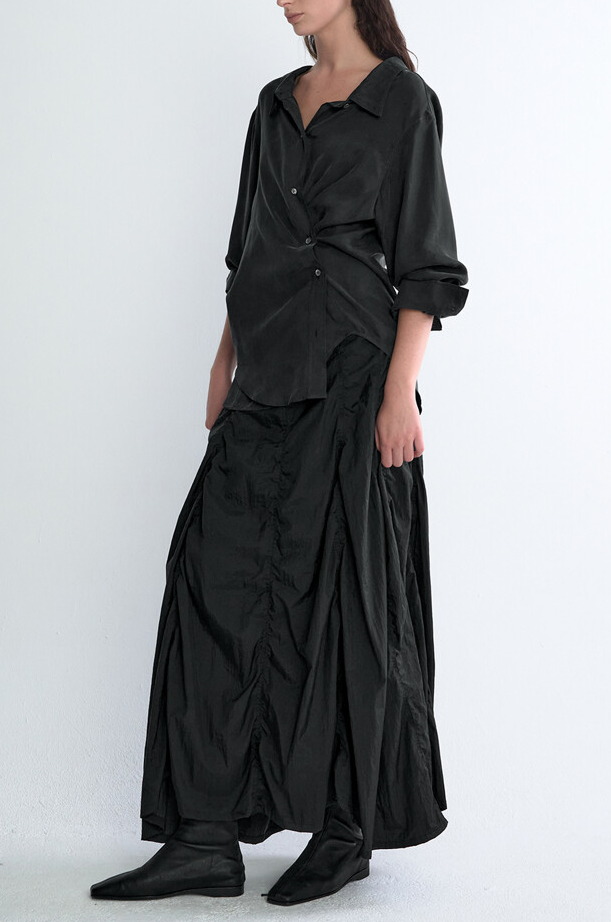 Strap Box Pleats Shirt