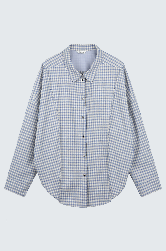 Oversize Back-Croppedwool Check Shirt