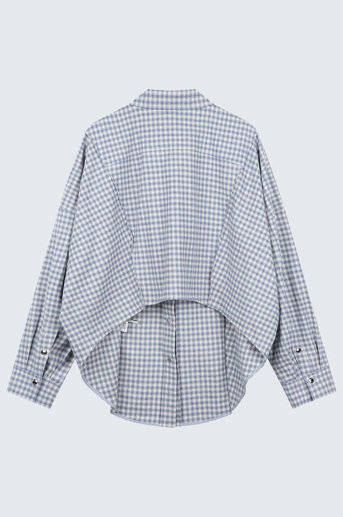 Oversize Back-Croppedwool Check Shirt
