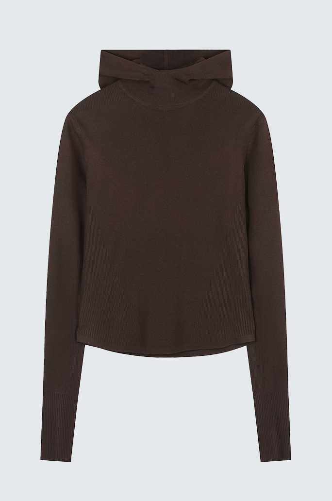 Ribbed Hood Knit Top