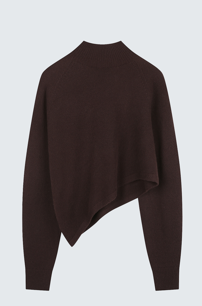 Cashmere Unbalance Crop Knit Top