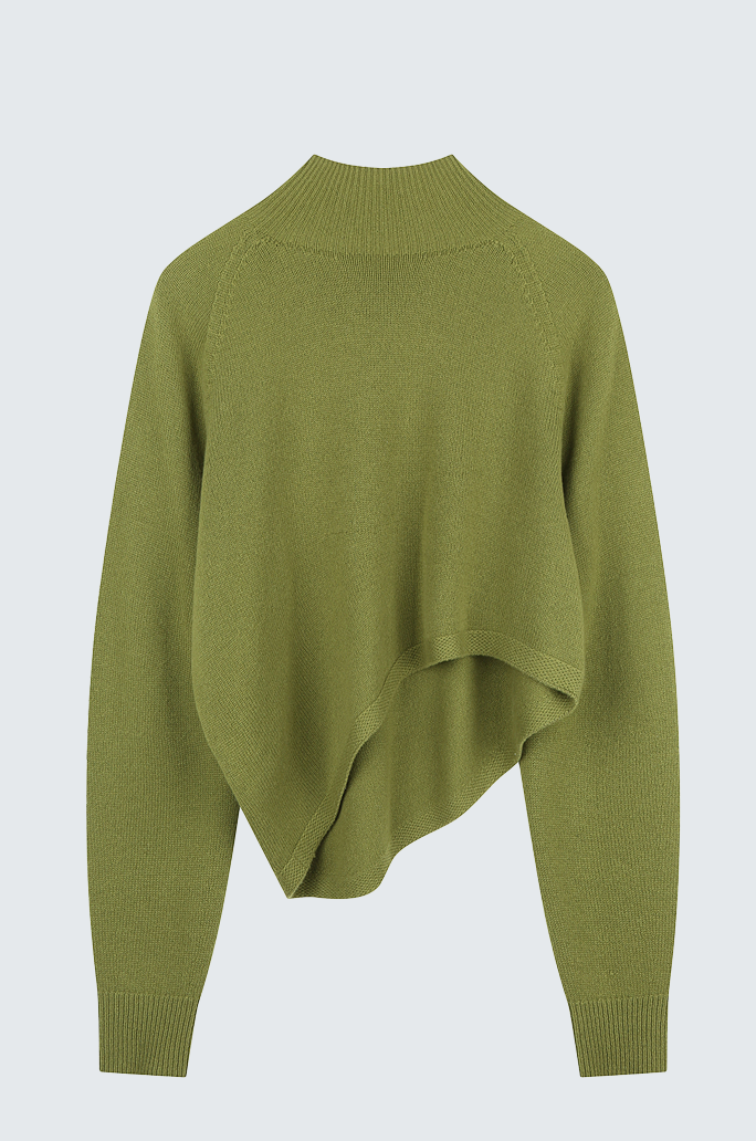 Cashmere Unbalance Crop Knit Top