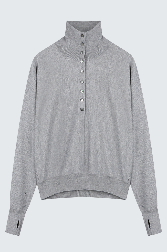 Cashmere Blend Half Button Knit Top