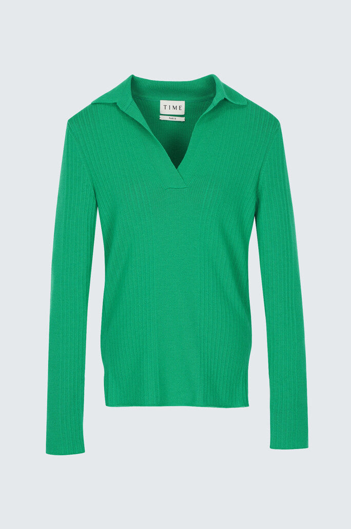 Wool Johnny Collar Knit Top