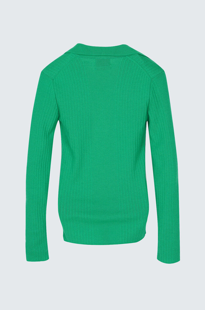 Wool Johnny Collar Knit Top