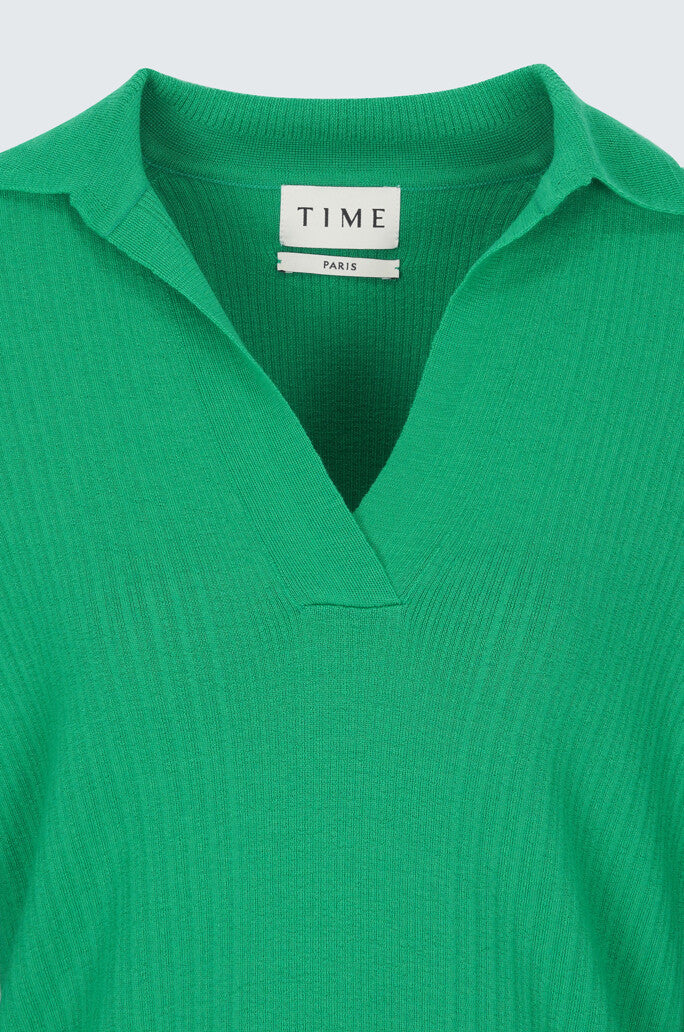Wool Johnny Collar Knit Top