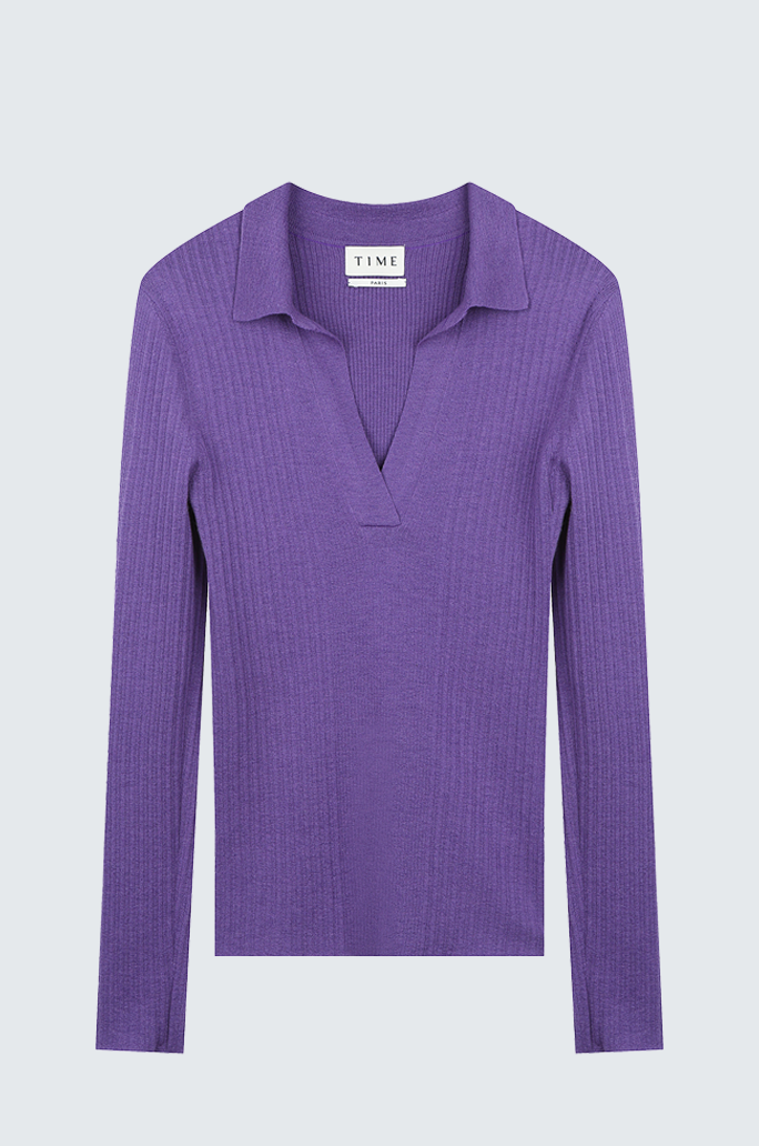 Cashmere Johnny Collar Knit Top
