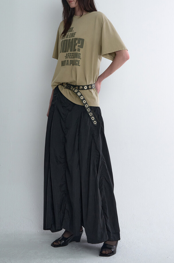Shirring Detailed Long Skirt