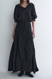 Shirring Detailed Long Skirt