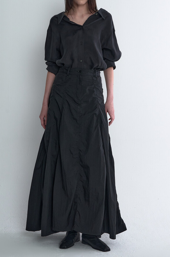 Shirring Detailed Long Skirt