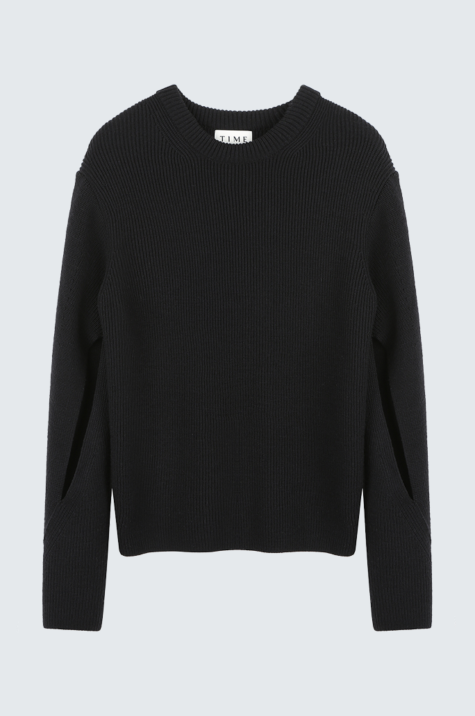 Wool Cut-Out Sleeve Knit Top