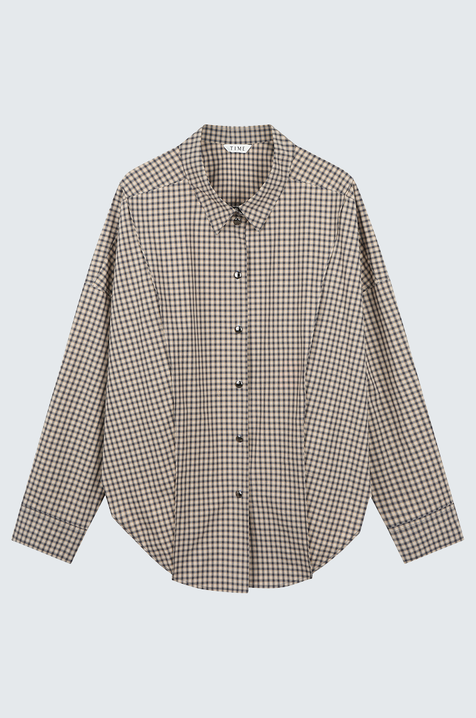 Oversize Back-Croppedwool Check Shirt