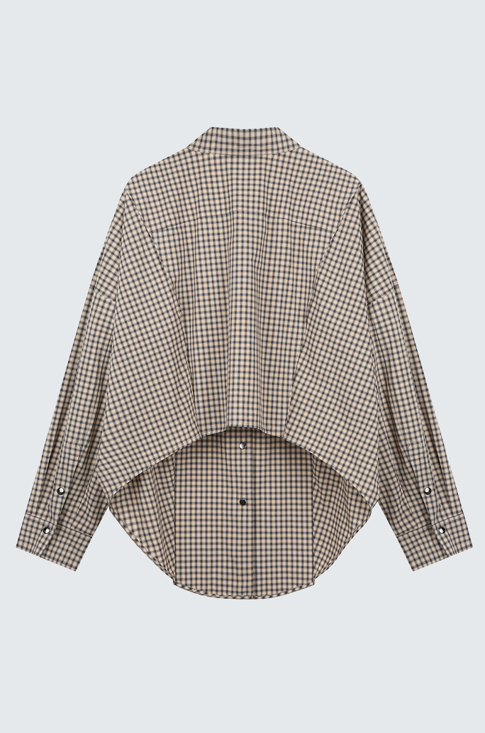Oversize Back-Croppedwool Check Shirt