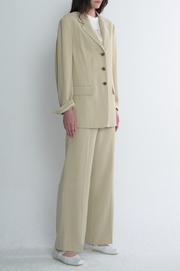 Belted Wool Blend Wide Pants
