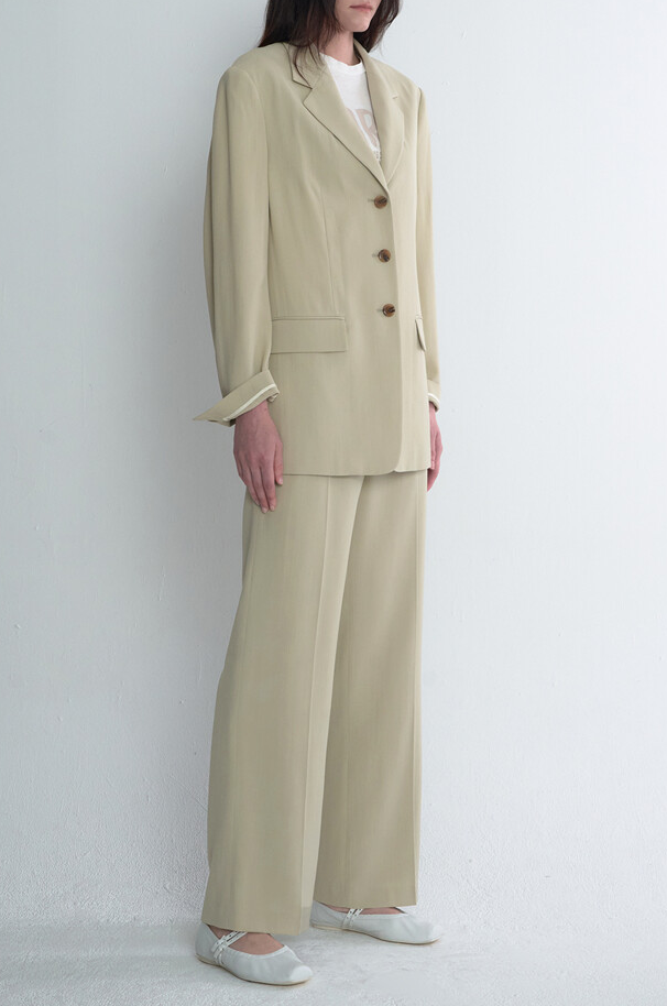 Belted Wool Blend Wide Pants