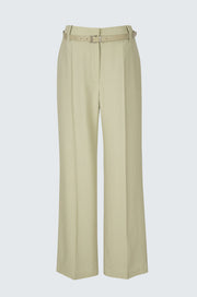 Belted Wool Blend Wide Pants