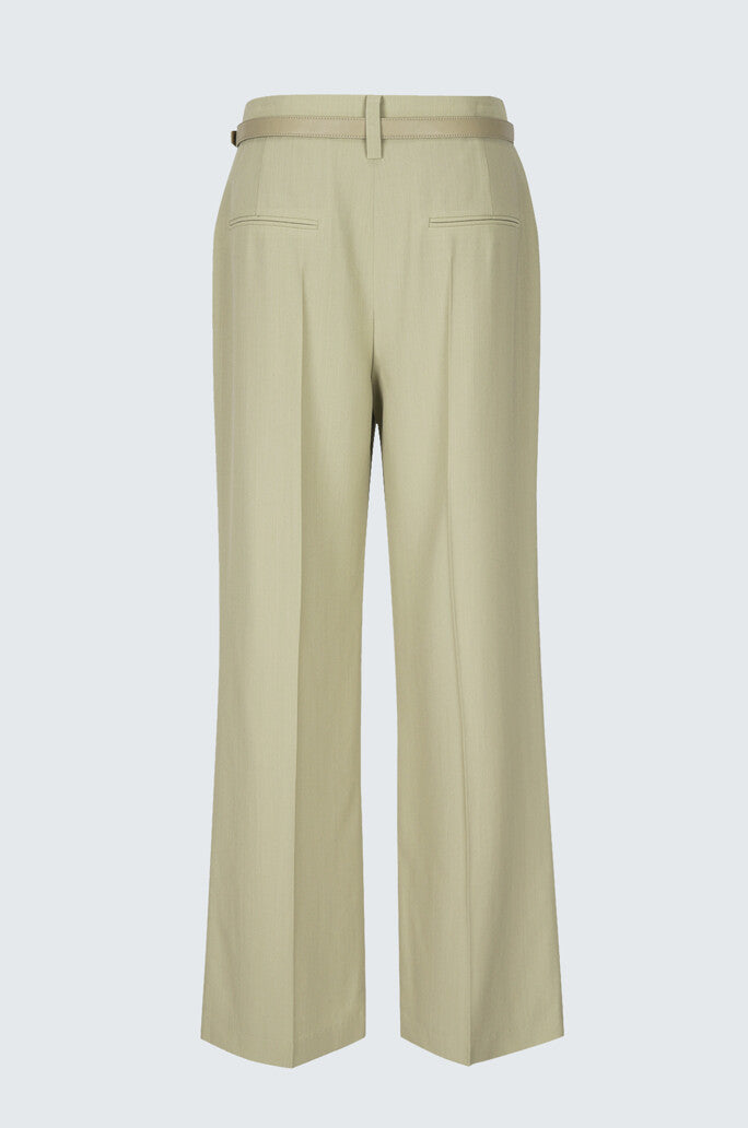 Belted Wool Blend Wide Pants