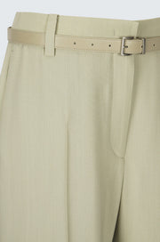Belted Wool Blend Wide Pants