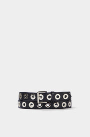 Silver Grommets Leather Belt