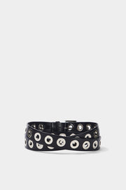 Silver Grommets Leather Belt