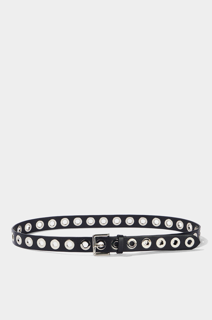 Silver Grommets Leather Belt