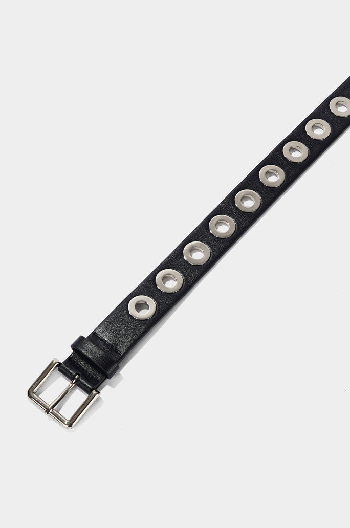 Silver Grommets Leather Belt