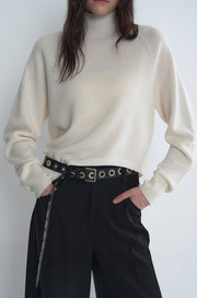 Silver Grommets Leather Belt