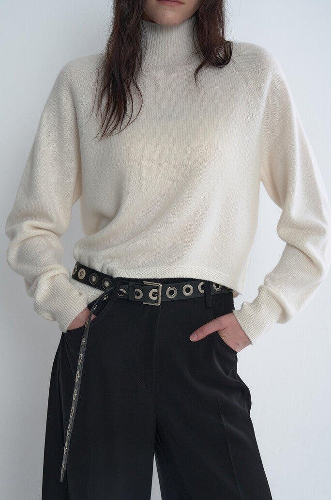 Silver Grommets Leather Belt
