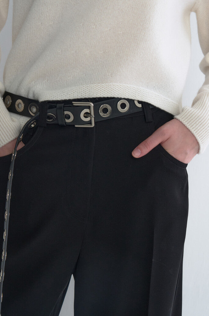 Silver Grommets Leather Belt
