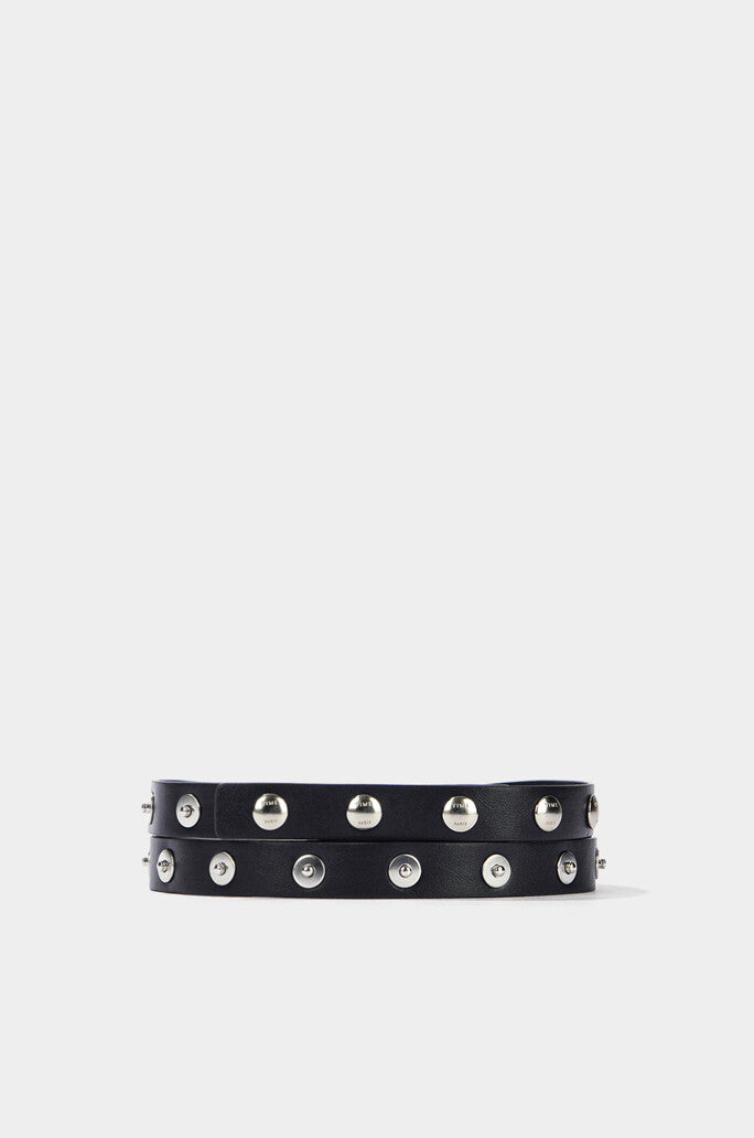 Button Detailed Leather Belt