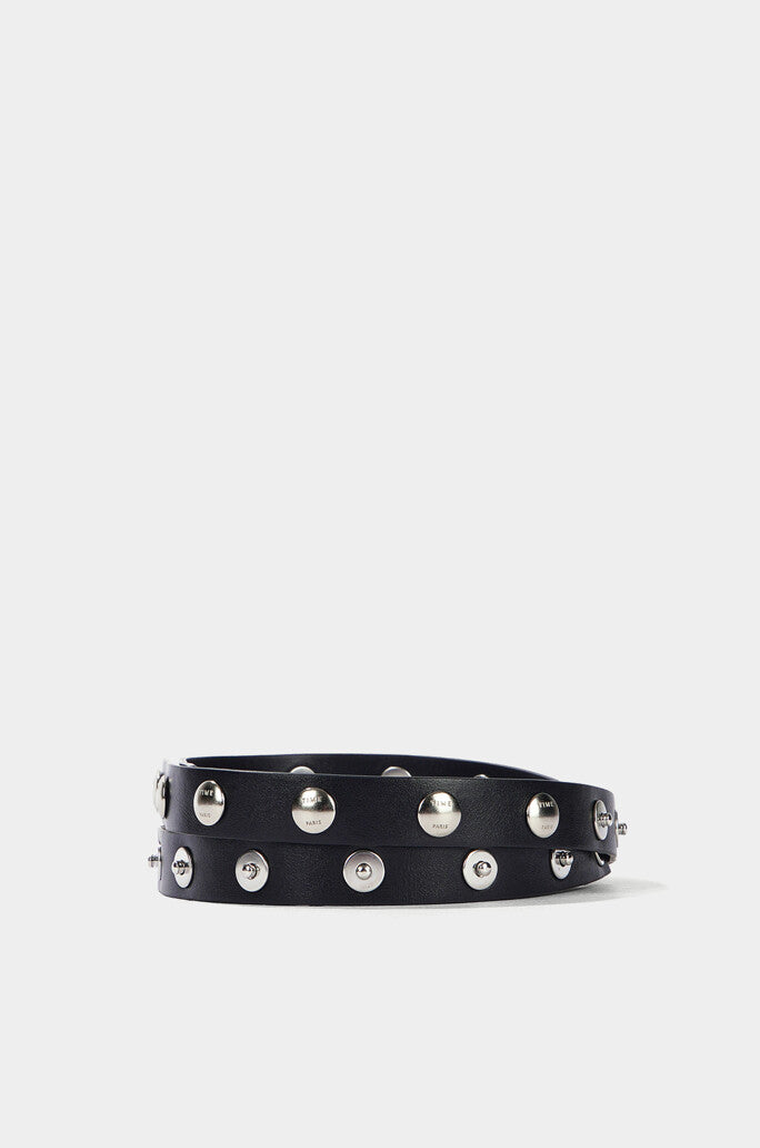 Button Detailed Leather Belt