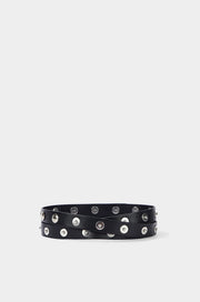 Button Detailed Leather Belt