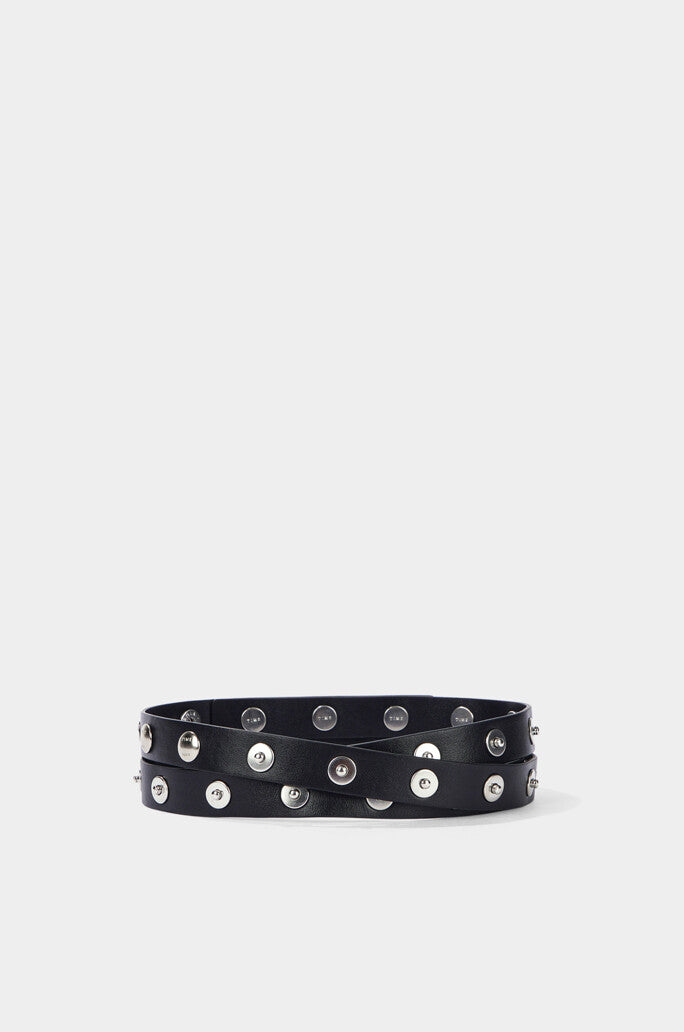 Button Detailed Leather Belt