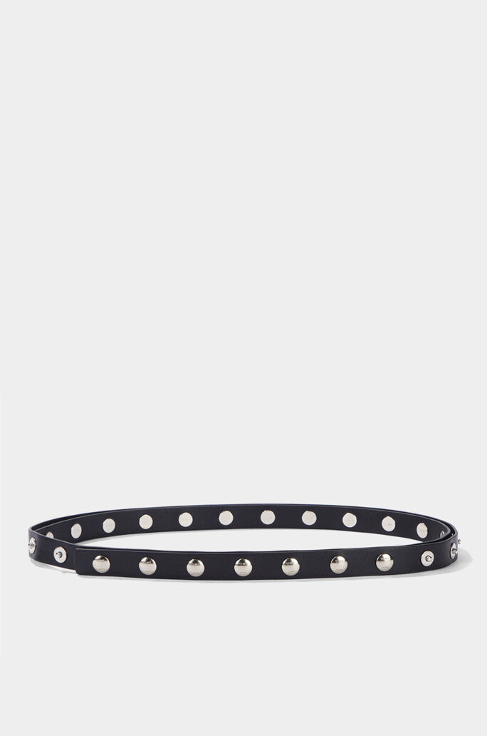Button Detailed Leather Belt