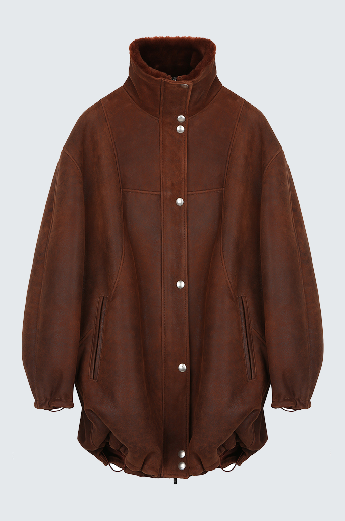 Stand Up Collar Leather Outer