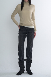 Viscose High-Neck Knit Top