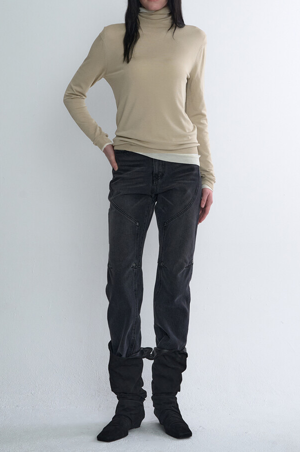 Viscose High-Neck Knit Top