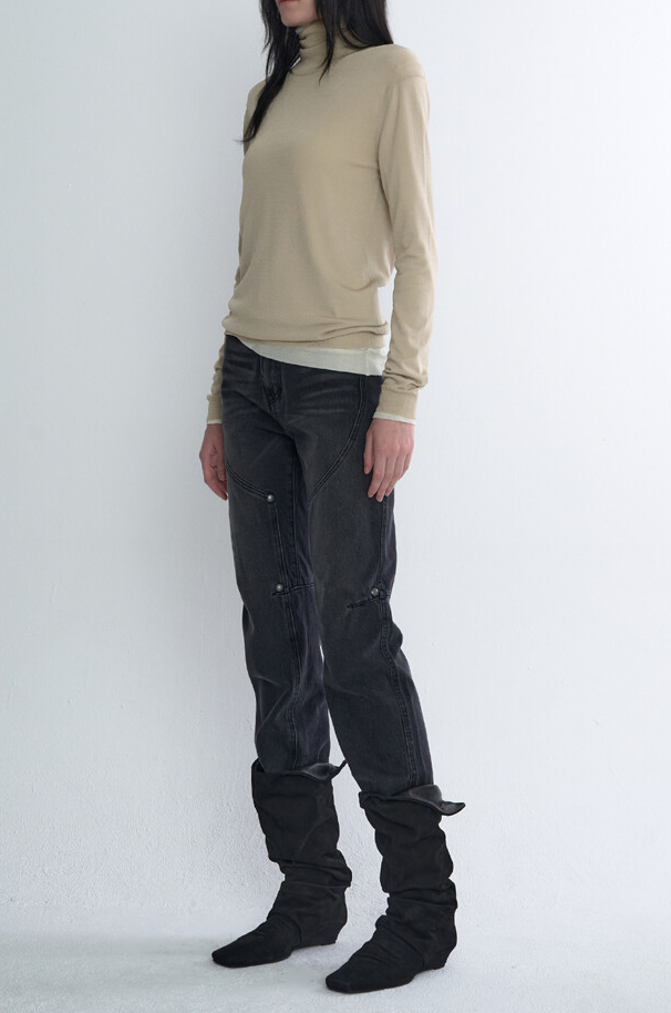 Viscose High-Neck Knit Top
