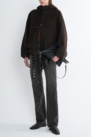 Draped Thindown Hoodied Jacket