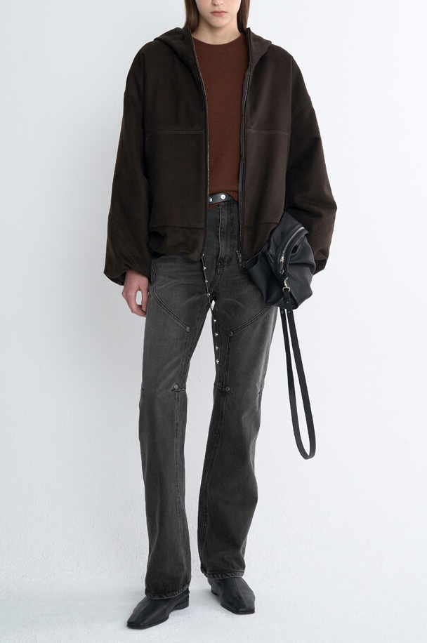 Draped Thindown Hoodied Jacket