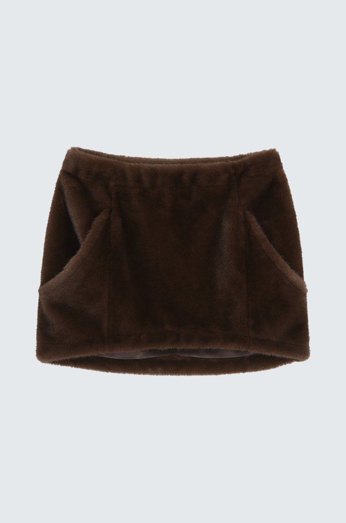 Brown Hairy Mini Skirt
