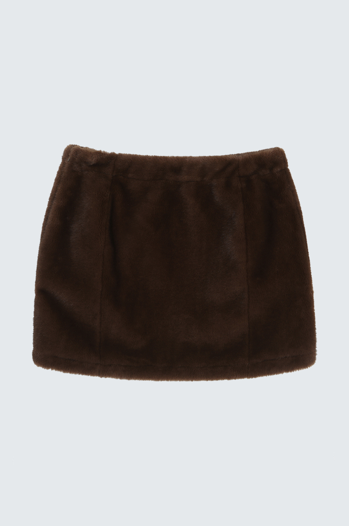 Brown Hairy Mini Skirt