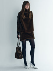 Brown Hairy Mini Skirt