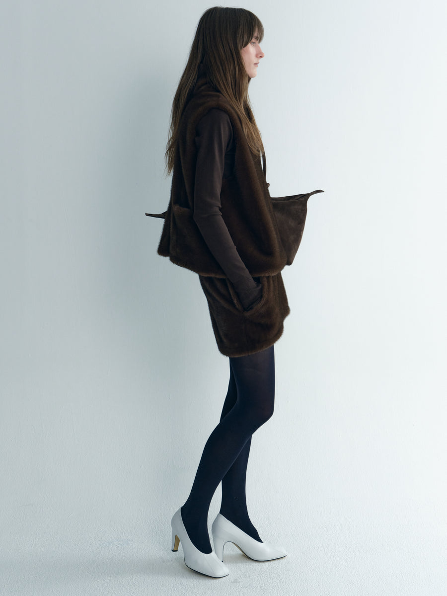 Brown Hairy Mini Skirt