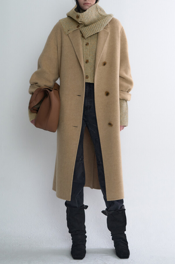 Cashmere Blended Single Breasted Maxi Coat