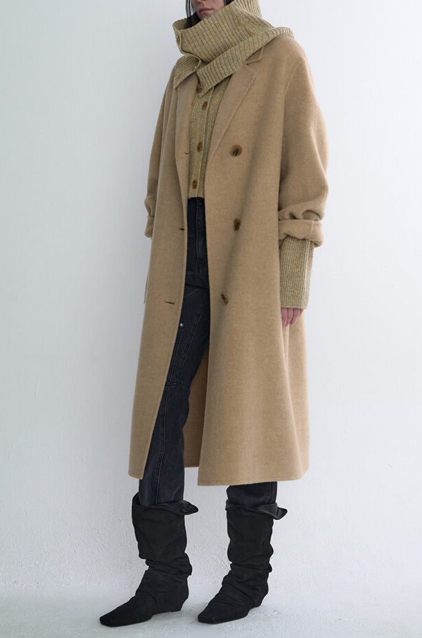 Cashmere Blended Single Breasted Maxi Coat