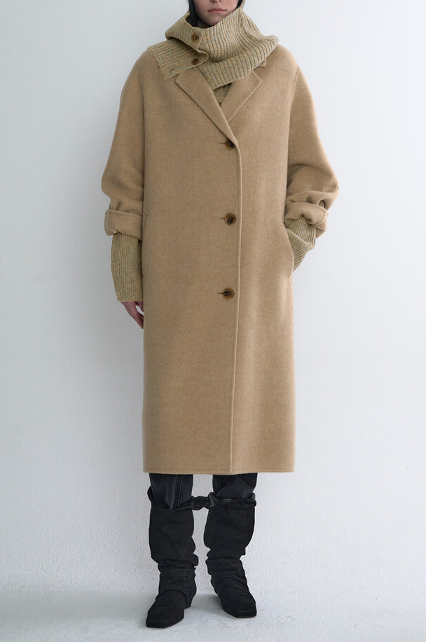 Cashmere Blended Single Breasted Maxi Coat