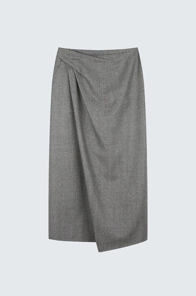 Asymmertic Draped Wool Skirt